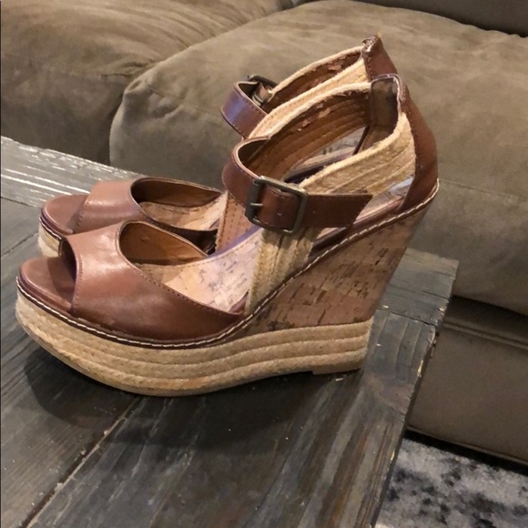 Mia peep toe cork wedges 6 1/5 - Picture 2 of 5
